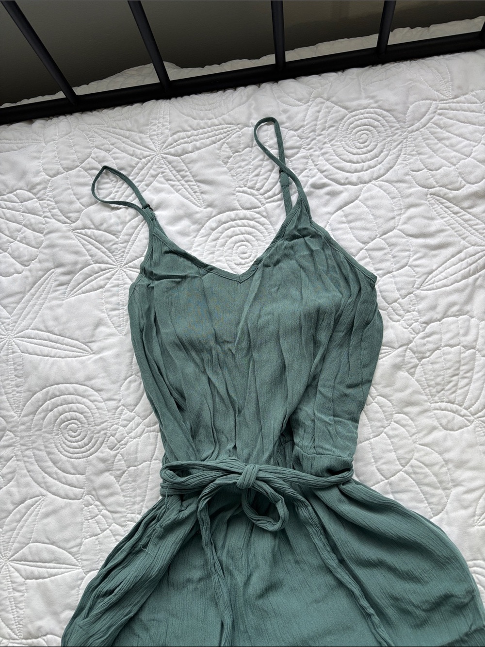 SO Sage-Green Textured Sleeveless Jumpsuit XS
